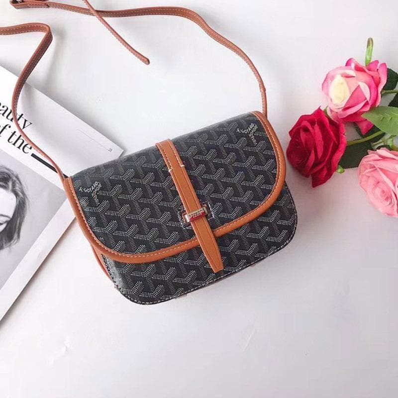 2024 Trendy Dogtooth Saddle Shoulder Bag - Women's Floral Messenger Handbag 22cm x 15cm x 6.5cm brown
