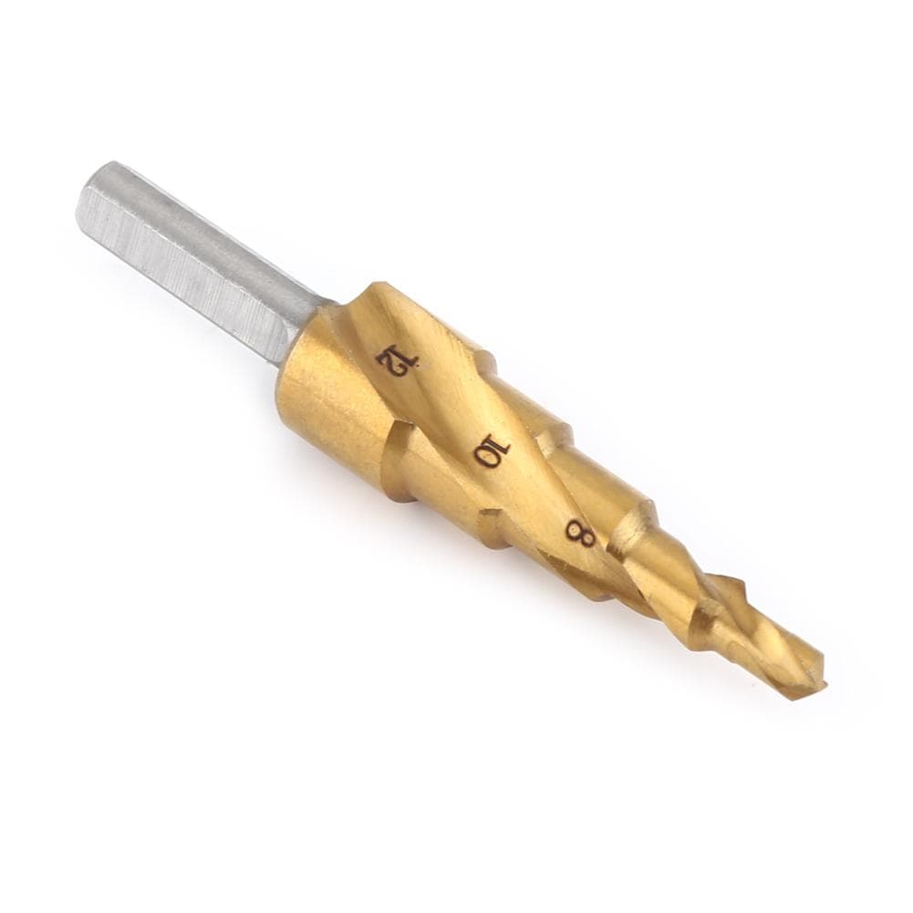 1pc HSS Step Drill Bit 4mm12mm Spiral Flute Triangular Shank Drilling Tool