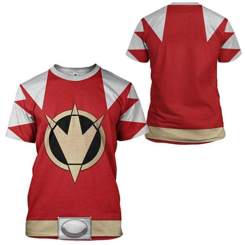Animation Peripheral Power Rangers Extraordinary Marines 3D Printing Summer Casual Short Sleeve Loose Men's and Women's T-Shirts L