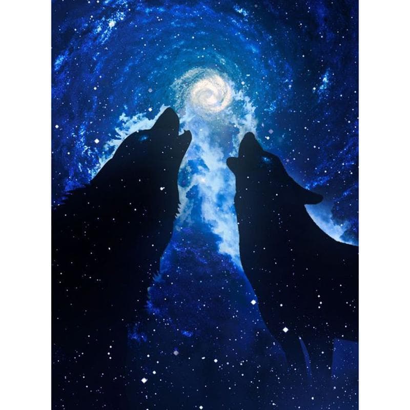 Diamond Painting 5d Moon Wolves Diamond Embroidery Full Display Diamond Mosaic Cross Stitch Picture 20X30CM