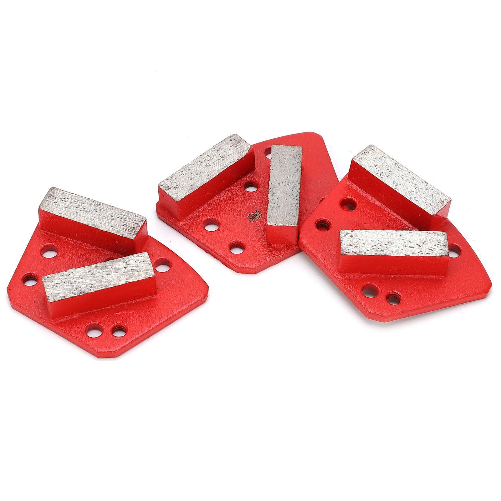 3Pcs Diamond Grinding Shoes Trapezoid Concrete Cutting 6?Hole Straight Teeth Red 30#