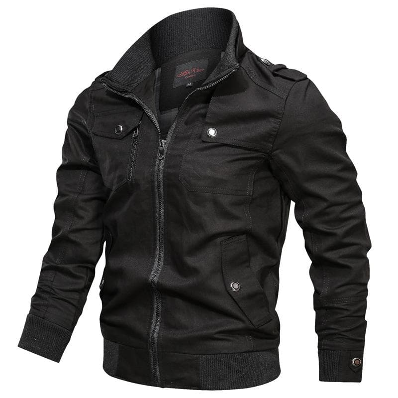 Spring Autumn Fashion Men's Casual Windbreaker Jackets Hooded Jacket Man Coat M black