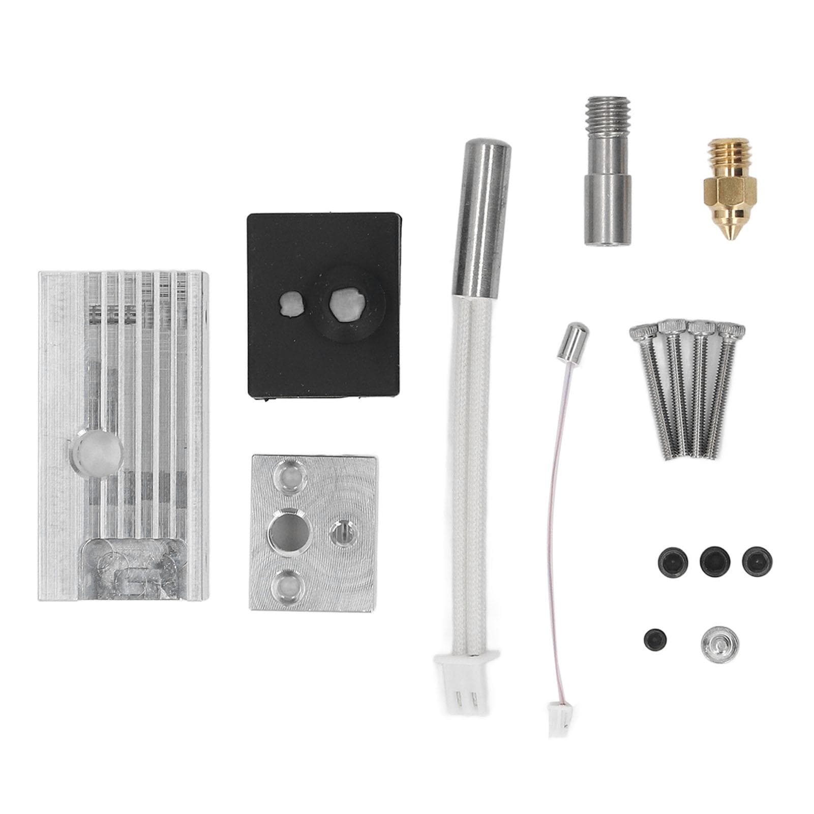 Extruder Heater Block Kit Aluminum Heater Block Brass Nozzle Bimetal Heatbreak Kit with Heatsink