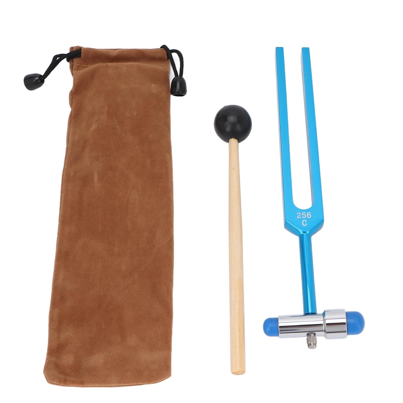 256C Tuning Fork Aluminum Alloy Stress Relieve Resonant Tuning Virbration Fork with Hammer Storage blue