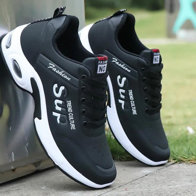 Men's Shoes Spring New Student Casual Trendy Shoes Leather Running Shoes Fashion Outdoor Breathable Sports Shoes Men 44 black