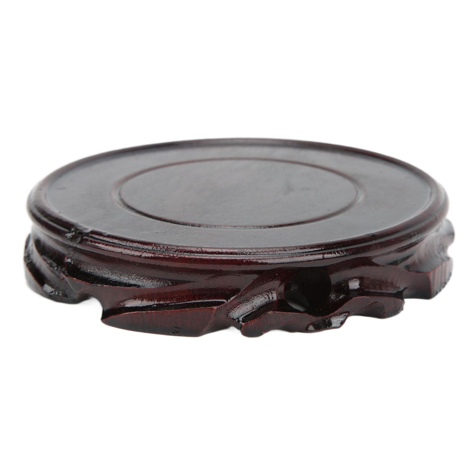 Round Wooden Base Multifunctional Retro Carving Elegant Wooden Display Stand for Home Decoration