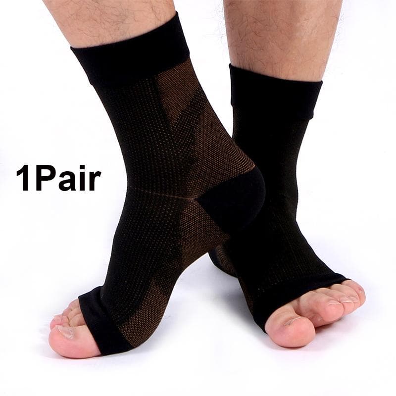 1 Pair Copper Compression Recovery Foot Sleeves for Men & Women, Copper Infused Plantar Fasciitis Socks for Arch Pain S-M