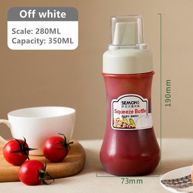 350ml 5 Hole Squeeze Condiment Bottles With Nozzles Plastic Ketchup Mustard Hot Sauces Olive Oil Bottles Kitchen Accessories white