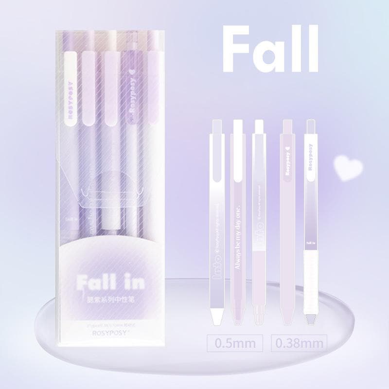 5Pcs Gradient Color Gel Pen Set Writing Pens Student Stationery School Supplies Office Accessories purple