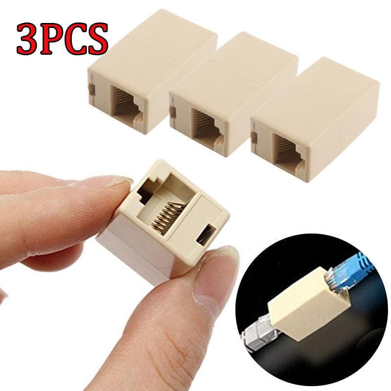 RJ45 Cat5e Coupler Joiner Connector Extension Broadband Ethernet Network Cable 3PCS