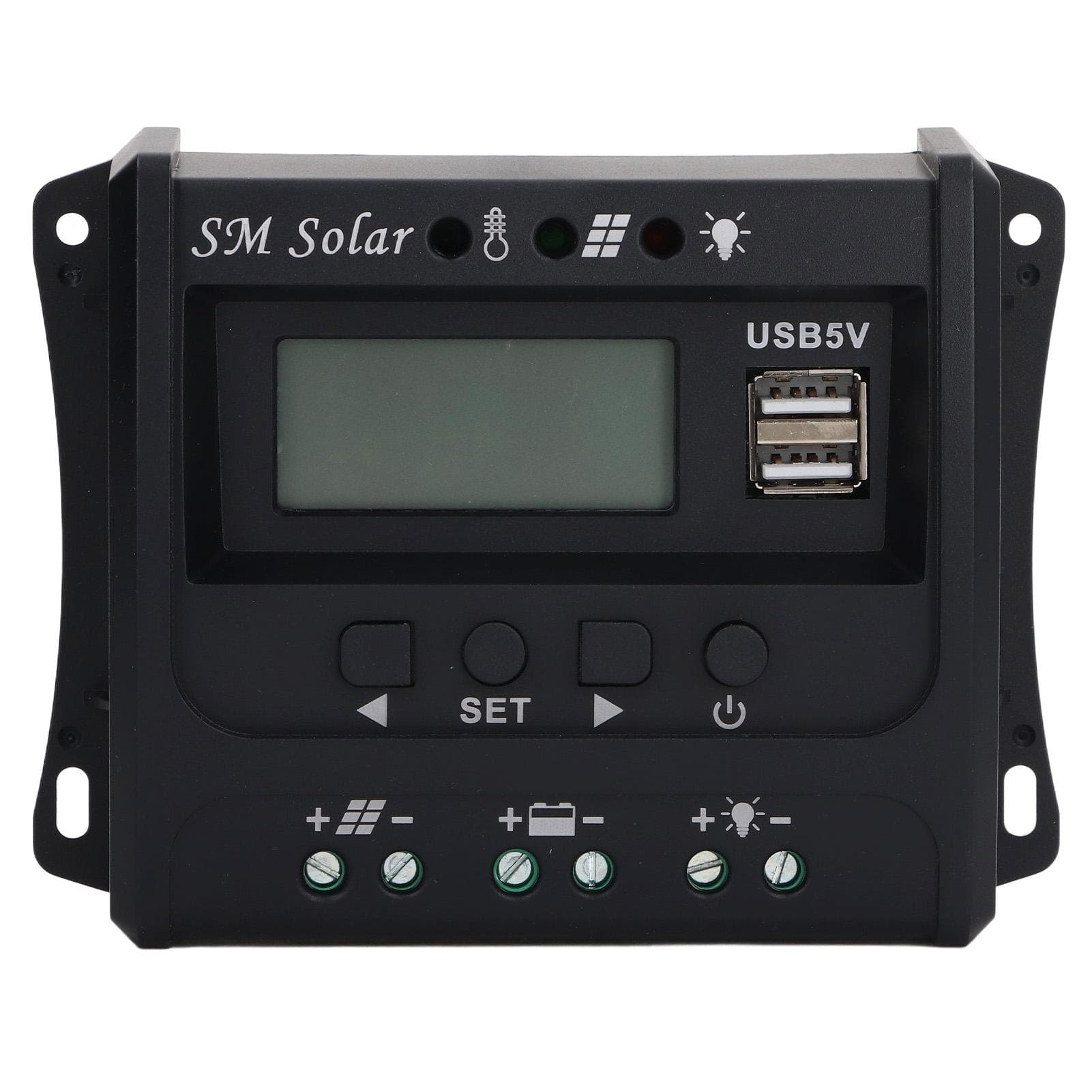 Solar Panel Controller 3 Stage PWM Charging Intelligent Microcontroller ABS Aluminum Plate 12V 24V