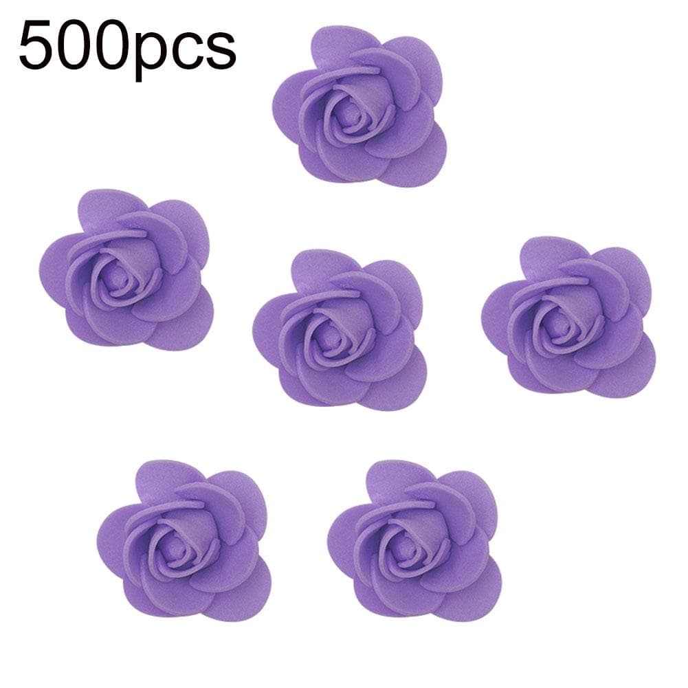 Blooming Bouquet 500Pcs 3.5cm PE Foam Rose Faux Flower DIY Bear Doll Homen Decor one size purple