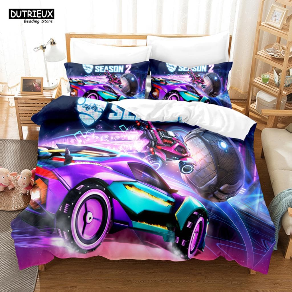 Rocket League Single Bedding Set America Car Gaming Bed Linen Boys Teens Double Twin Queen King Size Duvet Cover With Pillowcase 140x200cm 3pcs