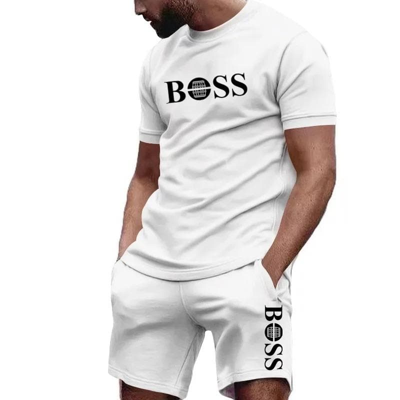 Men's two-piece sportswear, short sleeved T-shirt and pants set, running and fitness sportswear, summer 2025, big discount, 2025 3XL