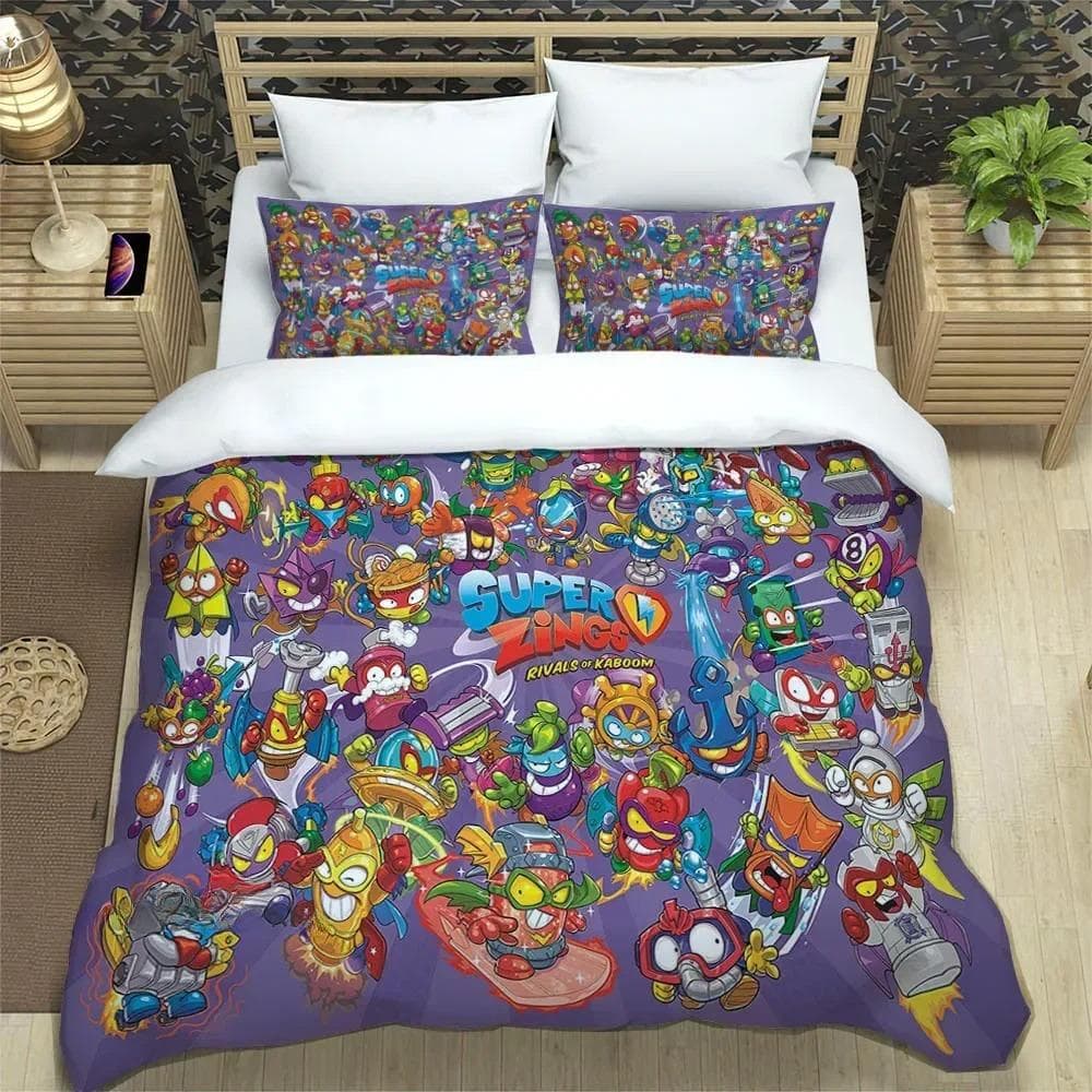 Cute cartoon Super Zings Bedding Sets exquisite bed supplies set duvet cover comforter set bedding set luxury Birthday Gift 135X200cm 2pcs