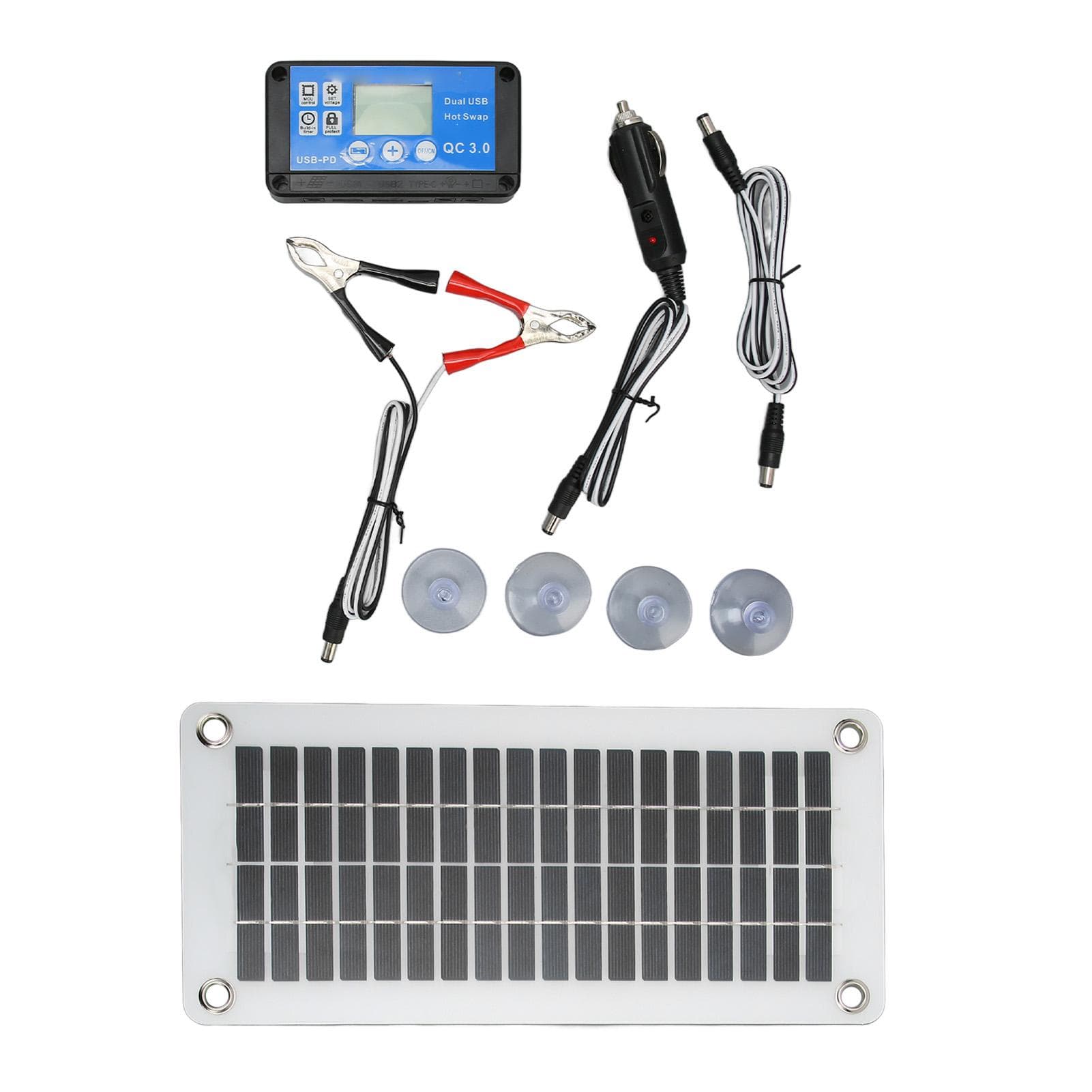 12V 30W Solar Panels Kit Portable Solar Panel Module with Controller Fixed Suction Cup for