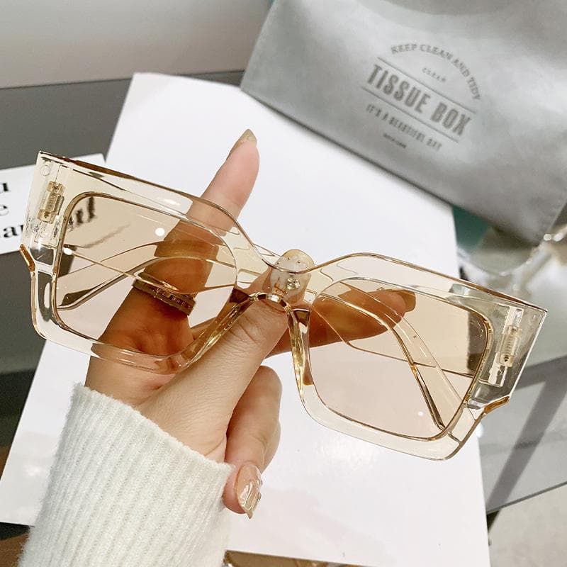 New Vintage Large Square Sunglasses for Women Men Unisex Rectangle Sun Glasses Fashion Oval Eyewear Oculos De Sol MULTI