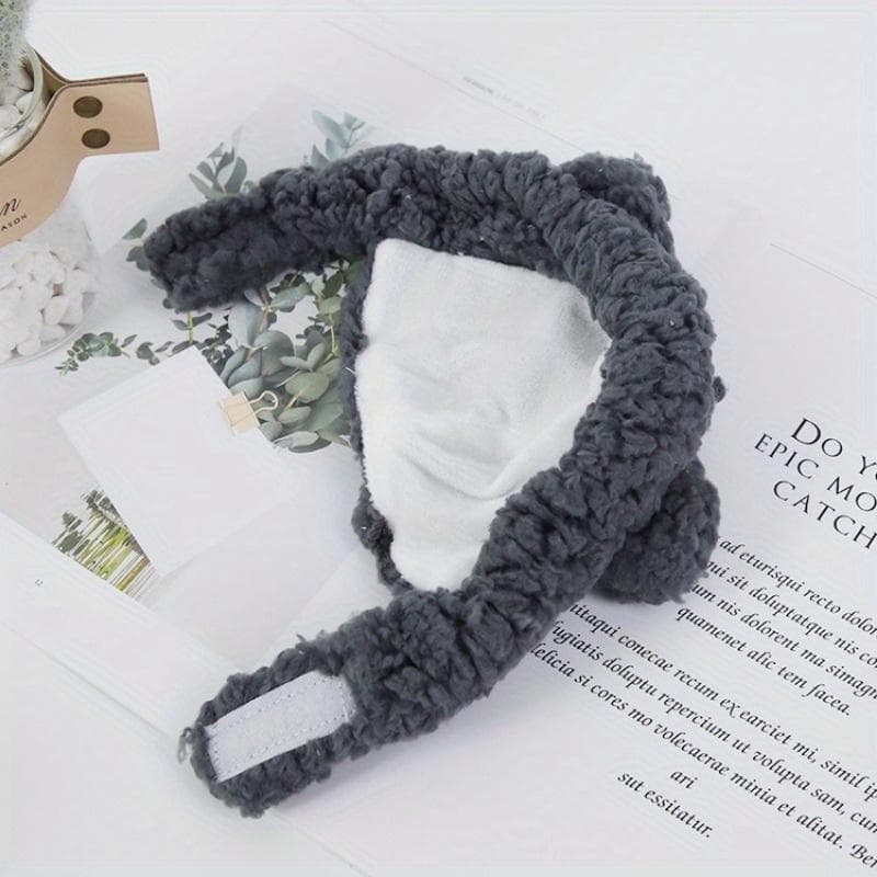 Cute Bear Rabbit Hooded Pet Cat Dog Accessories Cosplay Cat Hat Winter Lovely New Year Puppy Headgear Soft Velvet Pets Supplies Uniform size gray