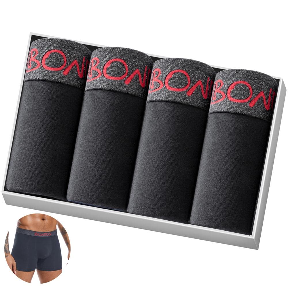 BONITOS 4Pcs Boxers Solid Color Sexy Men's Panties Cotton Men's Underpants M
