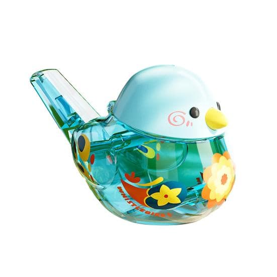 Kids Water Bird Whistle with Lanyard Clear Mouth Muscle Vital Capacity Training Water Fillable Children Cartoon Bird Musical Toy Toddlers Gift blue