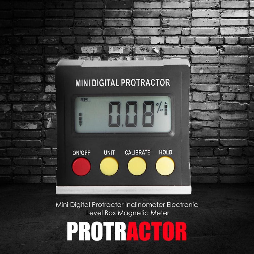 Horizontal Angle Meter Digital Protractor Inclinometer Electronic Level Box Magnetic Base Measuring black