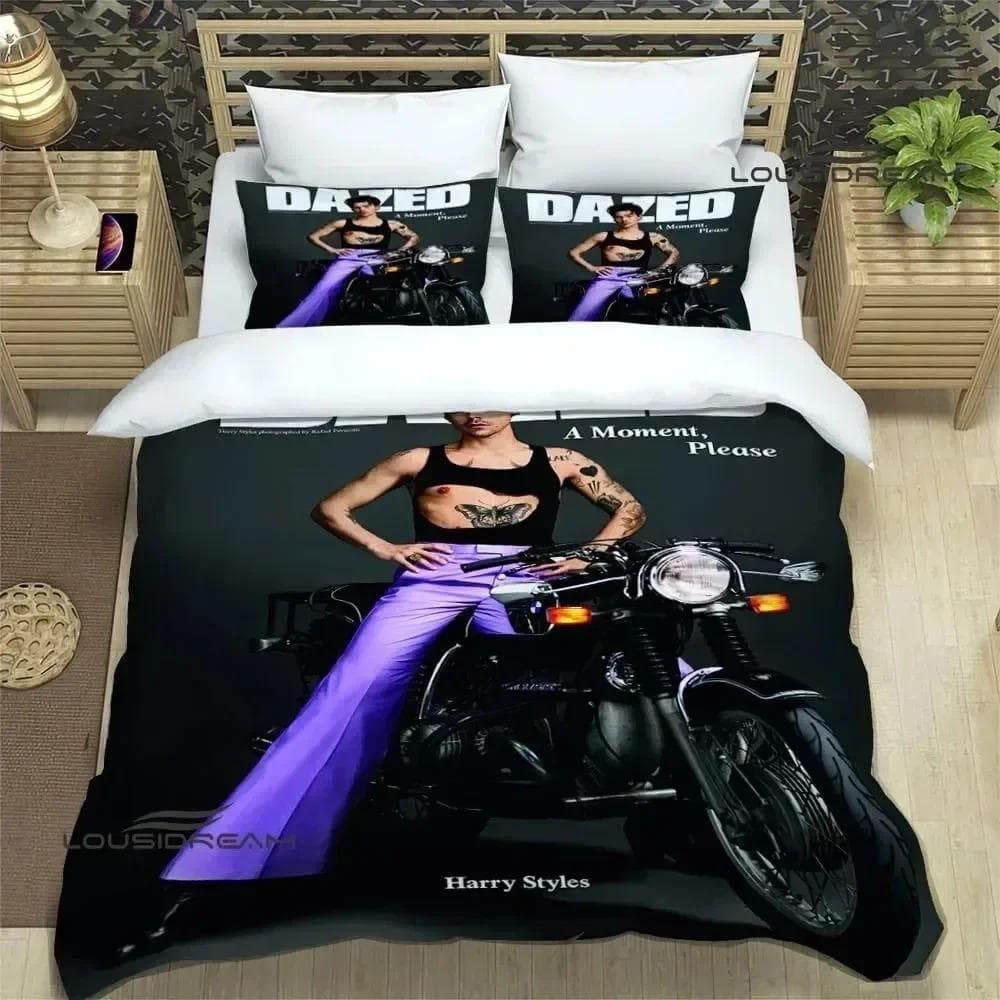 Singer H-Harry-Styles Bedding Sets exquisite bed supplies set duvet cover bed comforter set bedding set luxury birthday gift EU Single 135x200cm