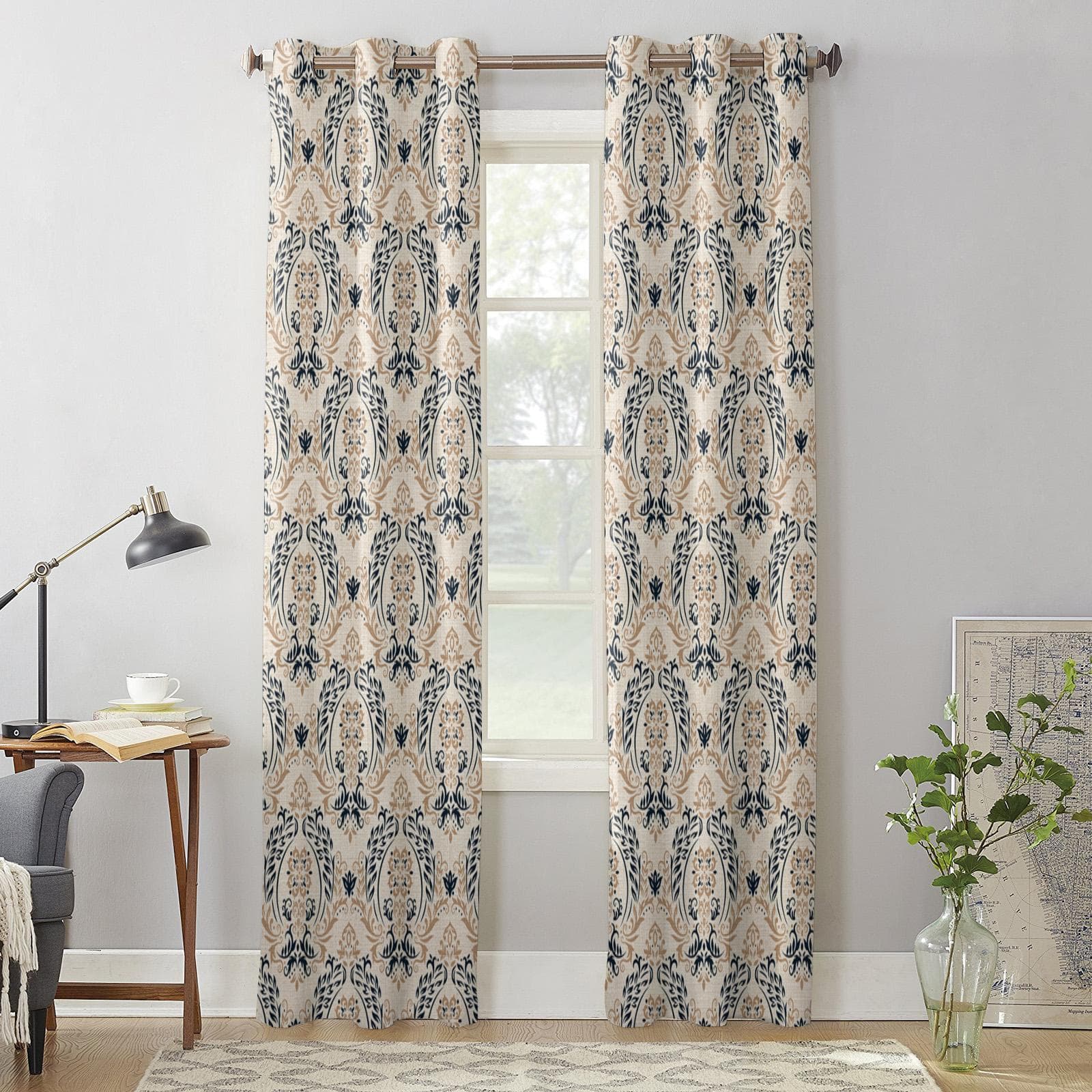 Baroque Vintage Windows Curtains Living Room Bedroom Window Treatments Household Kitchen Curtains 135W x 60H(cm) x1