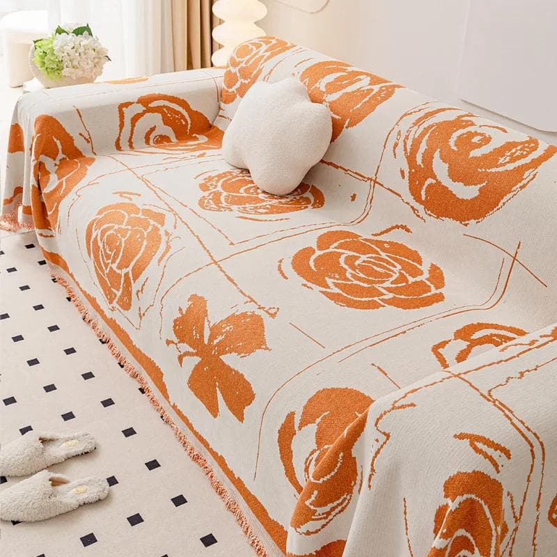 Chenille Tassel Sofa Cover Dust-proof Non Slip Flower Jacquard Sofa Towel Comfortable Seat Cushion Multifunctional Cover Blanket 180x130cm1pcs