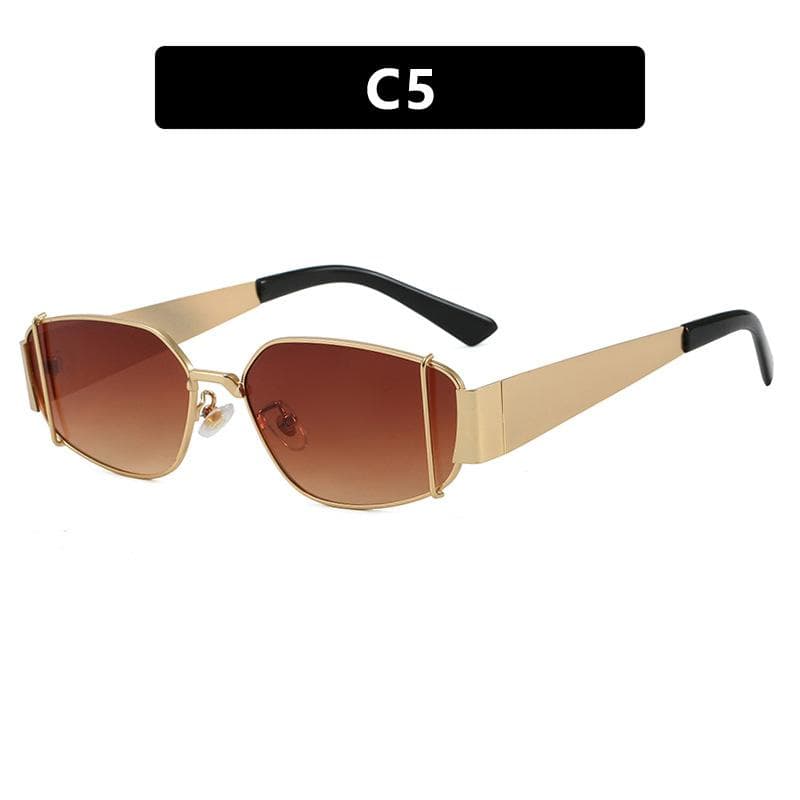 Personalized Square Sunglasses Fashion Metal Frame UV Resistant Glasses Men Women Outdoor Concave Design