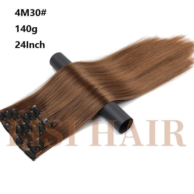 Hair Extension Synthetic Straight Hair Clips For Women Pure Color 150g High Temperature Fiber