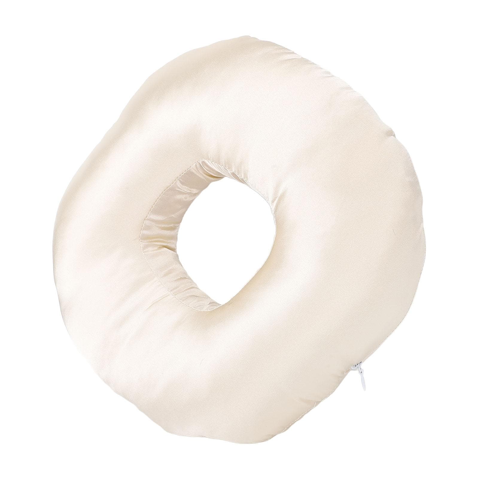 Silky Satin Ear Pillow Donut Pillow Ear Guard Pillow with Ear Hole for Side Sleepers with Earplug