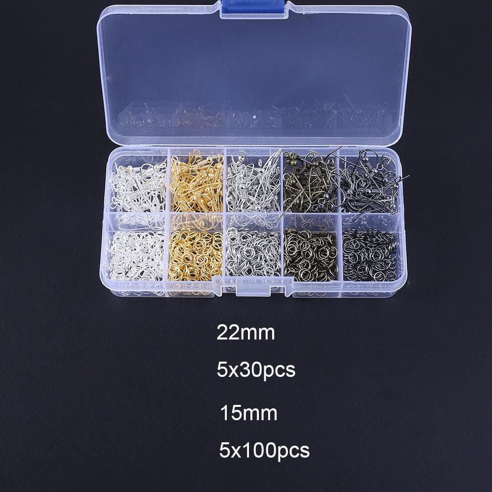 Mixed Styles Jewelry Findings Jump Ring Clasps Cup Earring Hook Jump Ring Hook Pin Box Sets For DIY Accessories Jewelry Making