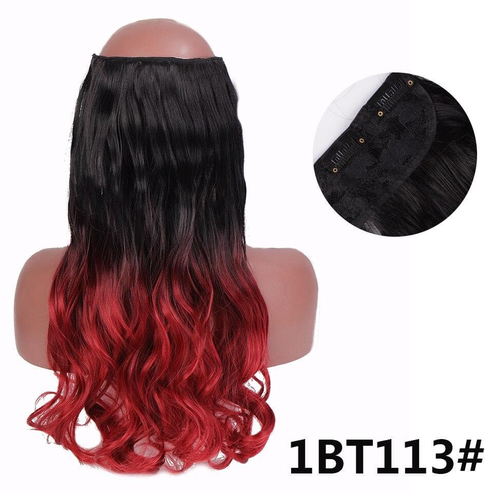 LUPU Synthetic Long Curly Wavy Hair Extension Clip In Hair Piece Heat Resistant Fiber Ombre Black Brown Gray For Women 60CM
