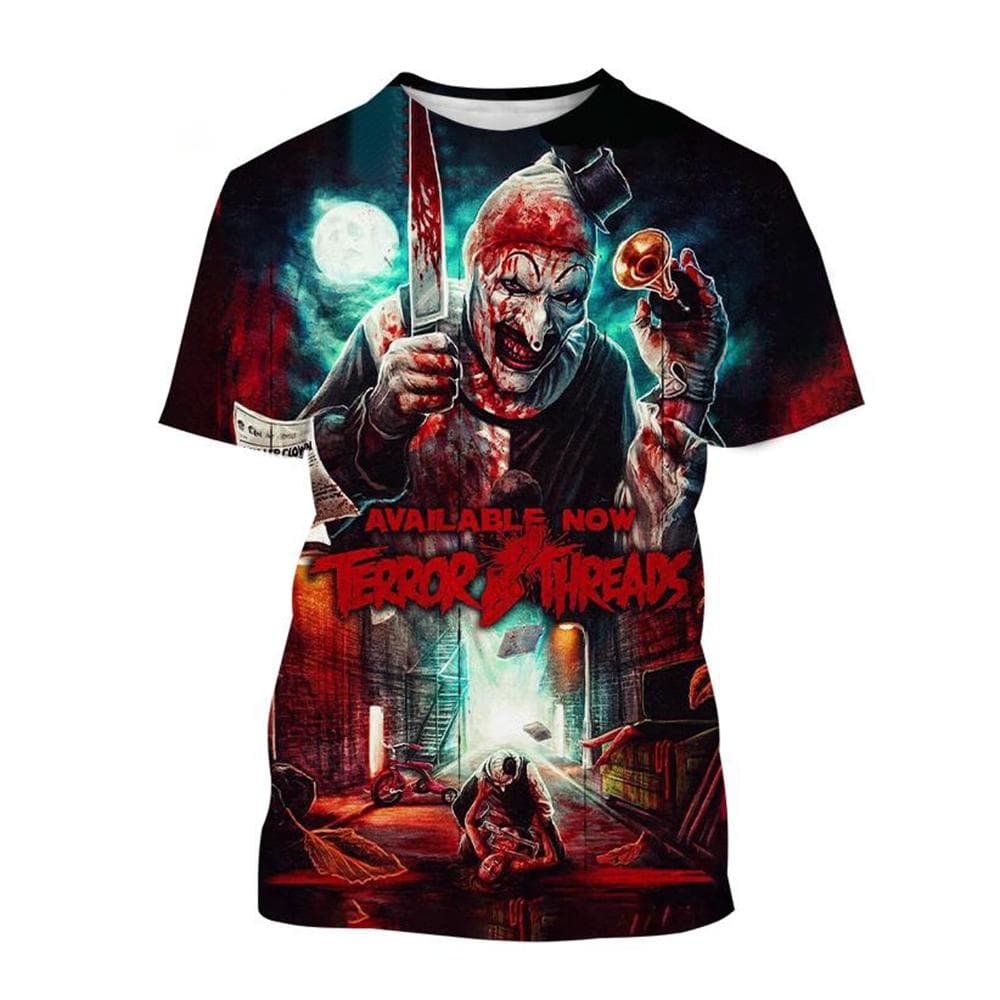 Summer Hot Selling Fashion Horror 3D Printing Horror Clown Creative Personality Casual T-shirt Plus Size Tee Top 4XL