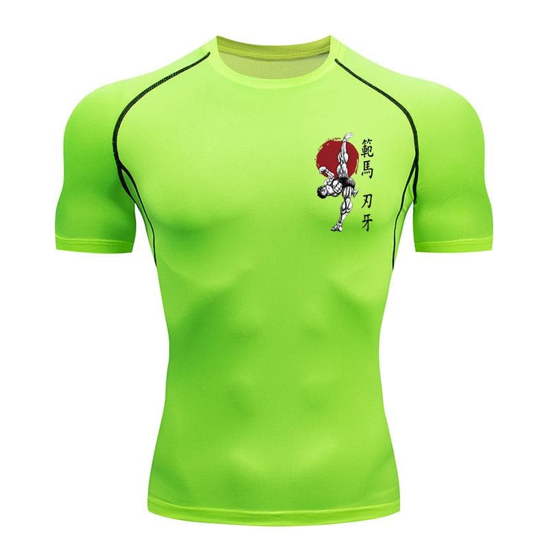 Baki Print Compression Shirts for Men Athletic Quick Dry Tshirts Tees Tops Gym Workout Fitness Undershirts Baselayers Rash Guard M