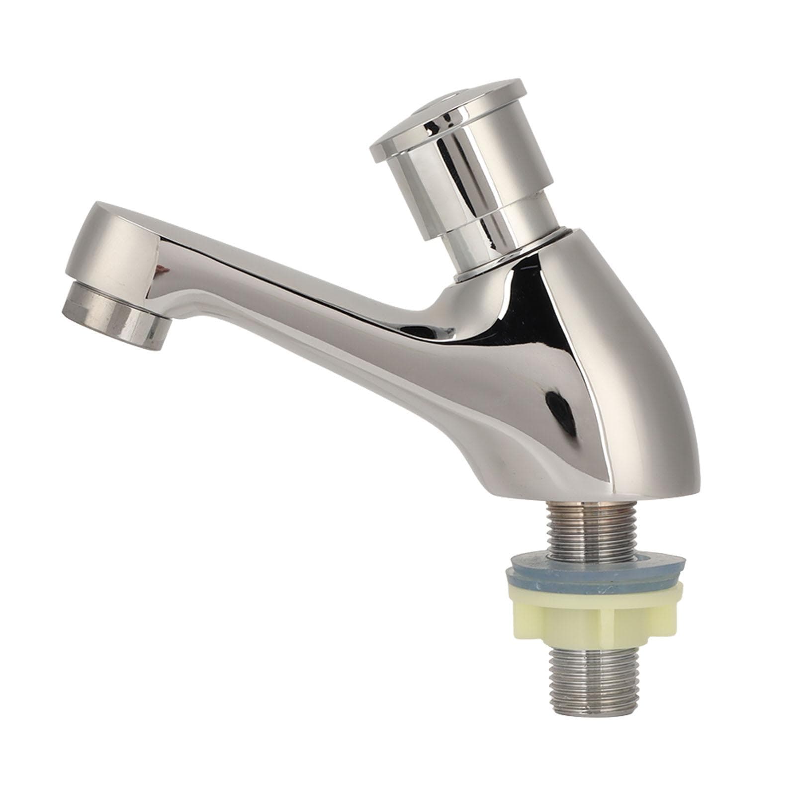Time Delay Silver Faucet Single Tube Cold Water Basin Taps G1/2 Thread for Home Kitchen Bathroom