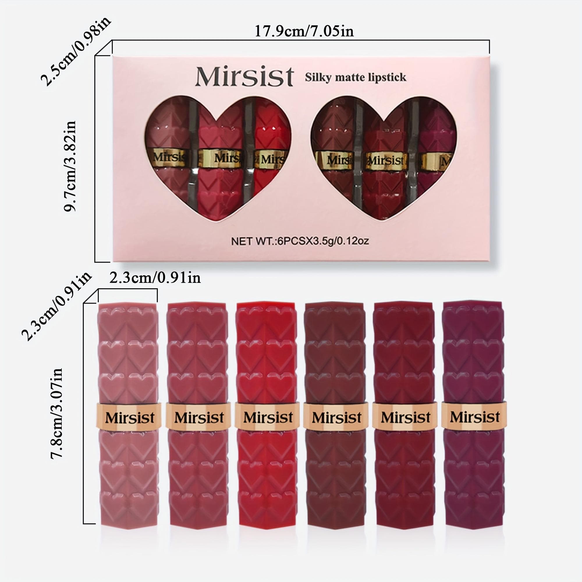 6Pcs Matte Lipstick Set Long-lasting Waterproof Easy Color Non-stick Cup Lip Gloss Lipstick Makeup 6pcs
