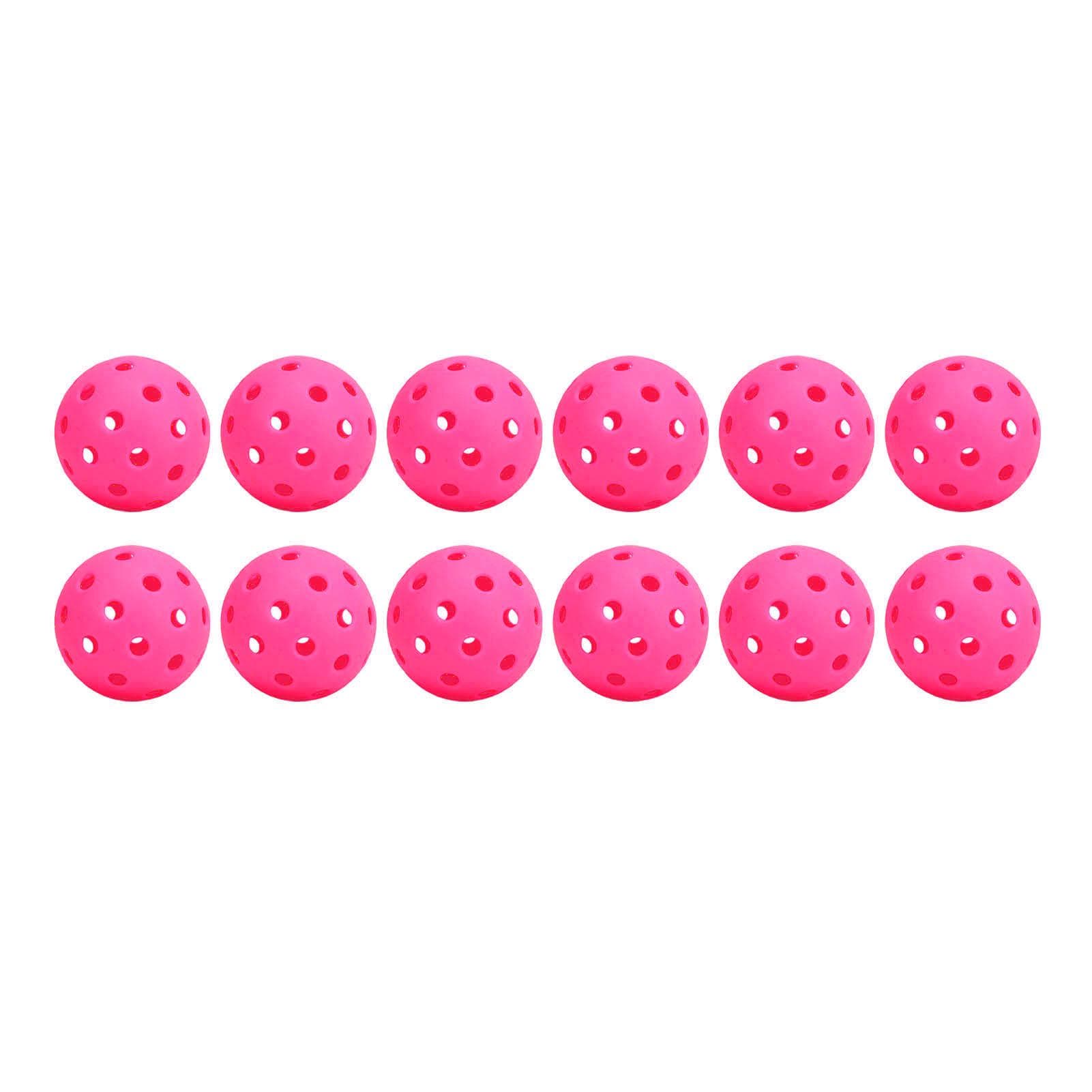 12PCS 74mm 40 Holes Pickleballs PE Plastic High Elasticity Pickleball Outdoor Hole Balls Pink