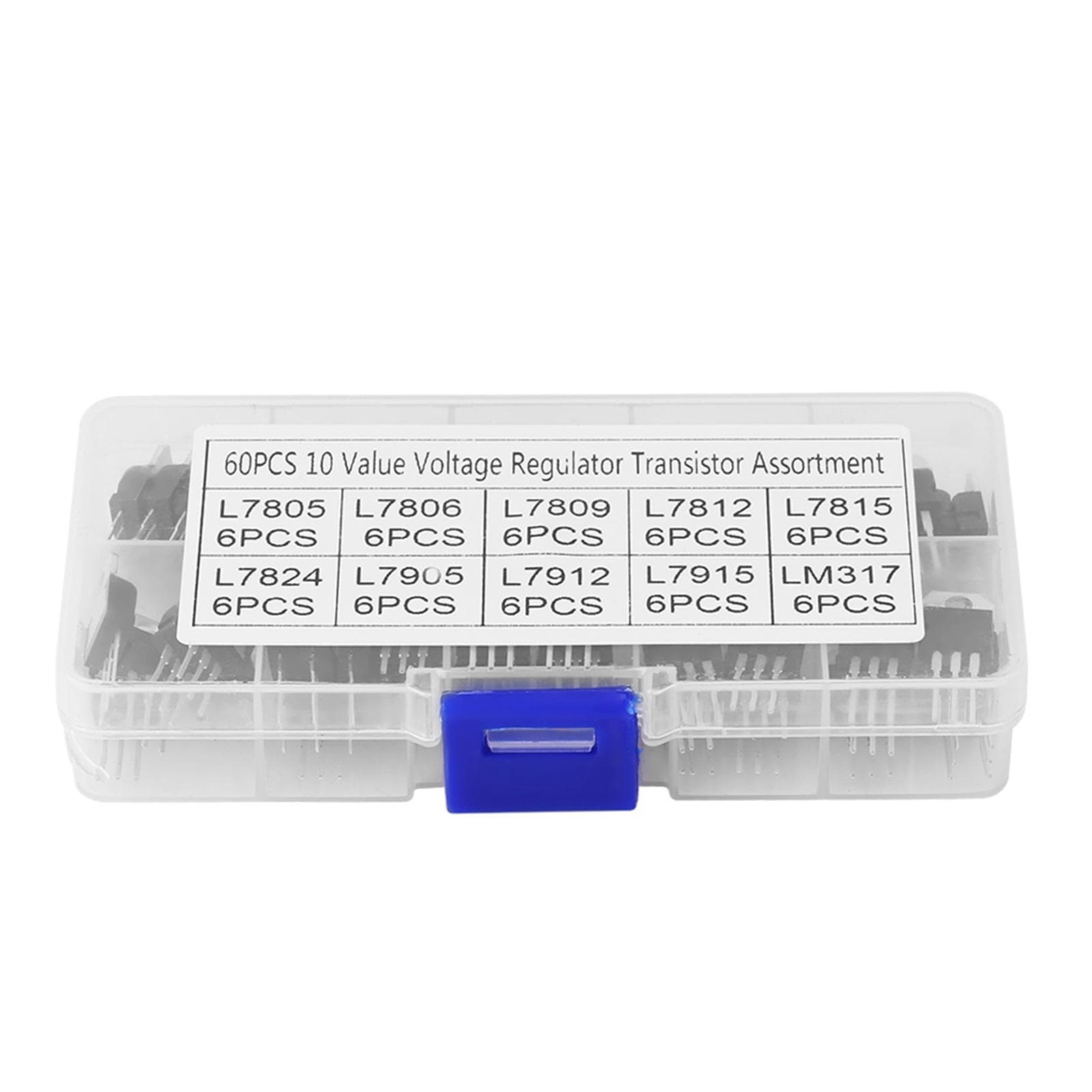 60pcs 10 Values L7805CV LM317t Transistor Assortment Kit Set With Storage Box