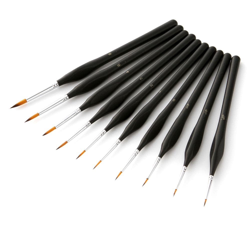 Detail Paint Brushes Set 10pcs Professional Miniature Fine Artist Painting Brushes Nylon Hair 10pcs black