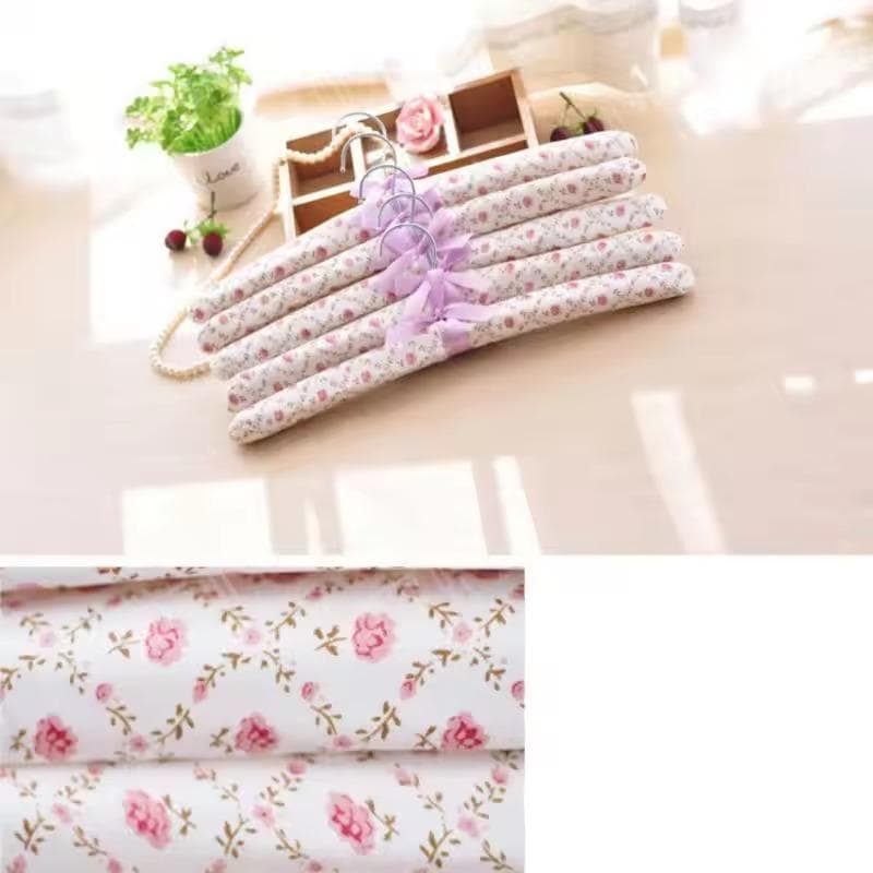 10pcs Cotton Fabric Sponge Hanger Anti Slip and Space Saving Hanger Hook Color Random plum