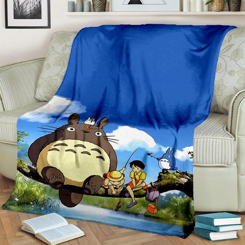 My Neighbor T-Totoro Anime Cartoon Blanket,Soft Throw Blanket for Home Bedroom Bed Sofa Picnic Travel Office Cover Blanket Kids 75cm x 90cm