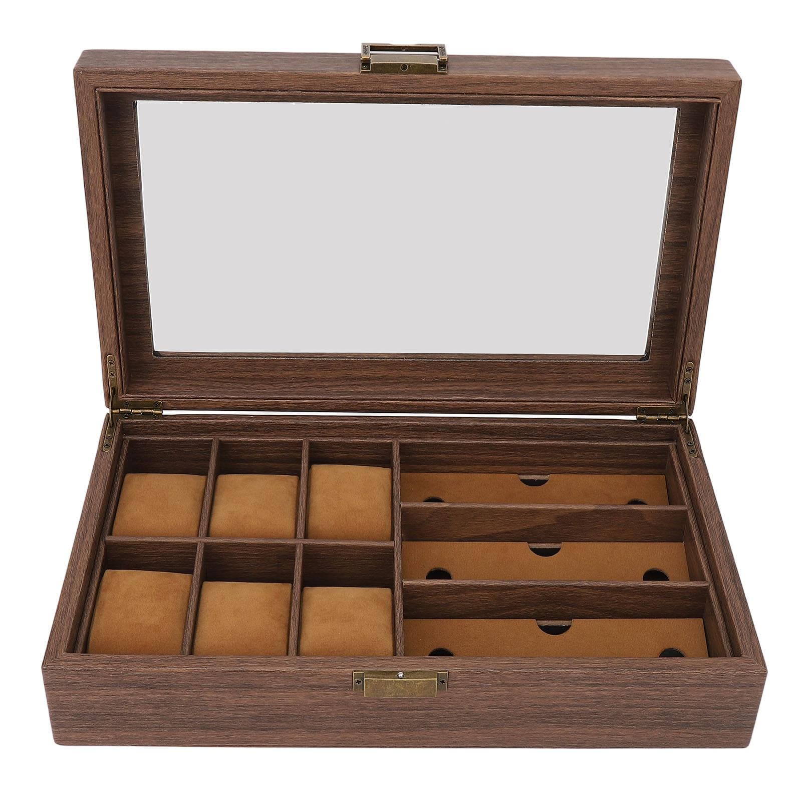 Wooden Watch Box Dustproof Waterproof Retro Wood Grain Watch Storage Organizer Multiple Watch