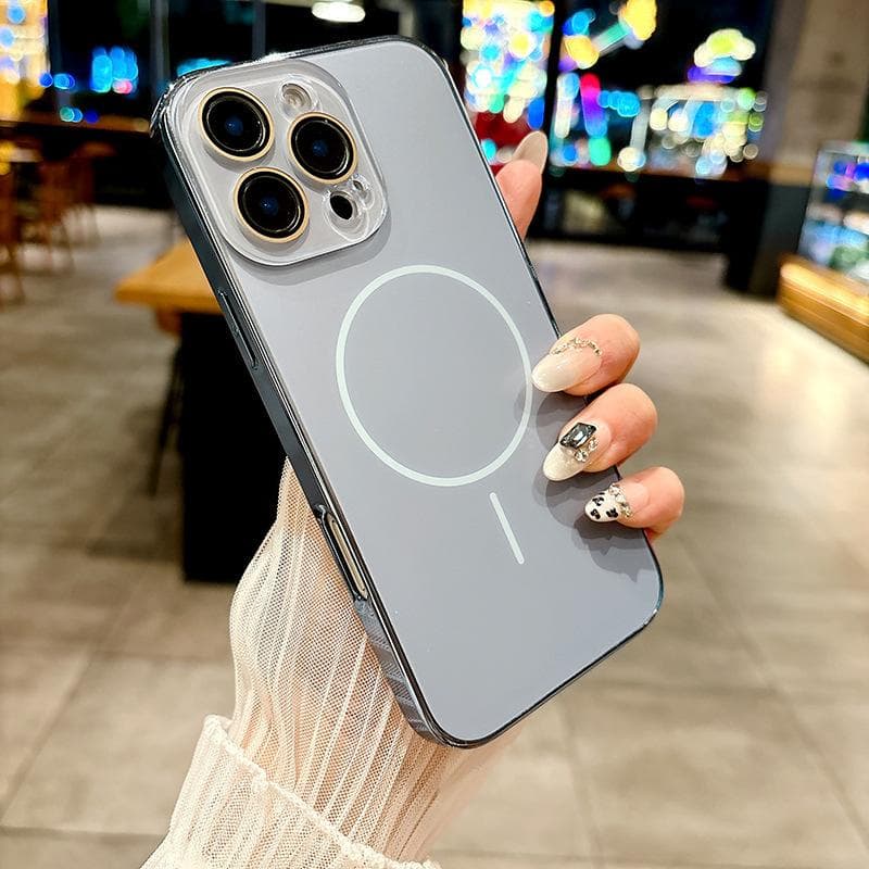 Applicable To IPhone 16 Mobile Phone Case 15 Electroplating Anti-fall Matte 14 Trendy Magnetic Suction Apple 11 Crystal Lens Film 13 iPhone 11