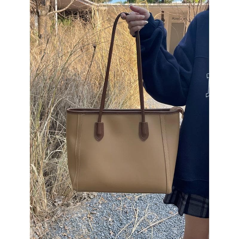 Retro Bag Women's Bag Korean Version All-in-one Tote Bag Fashion Single Shoulder Commuter Bag khaki