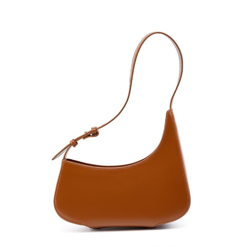 Niche Leather Design Kantou Half Moon Bag Minimalist Wind Single Shoulder Underarm Handbag Women's Bag brown