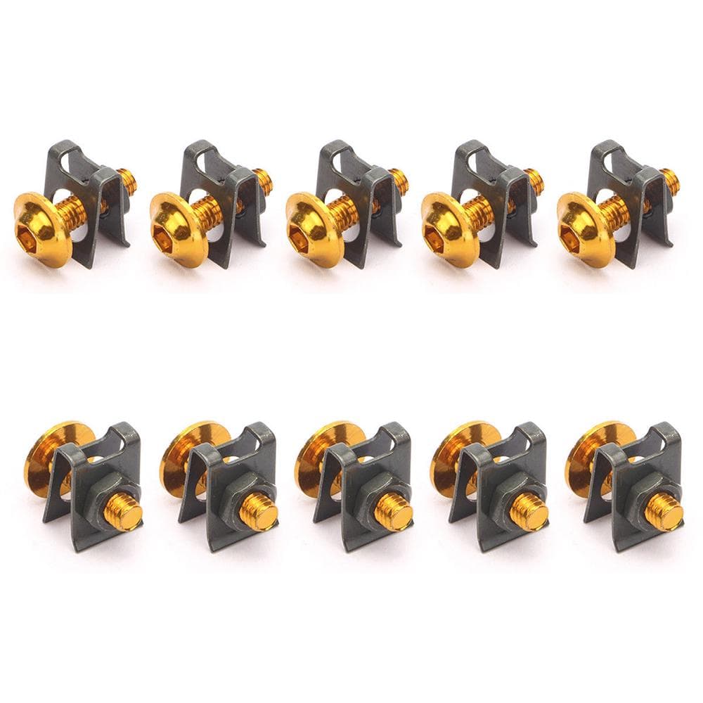 10Pcs Motorcycle M6 6mm Fairing Bolts Kit Spire Speed Fastener Clip Screw gold