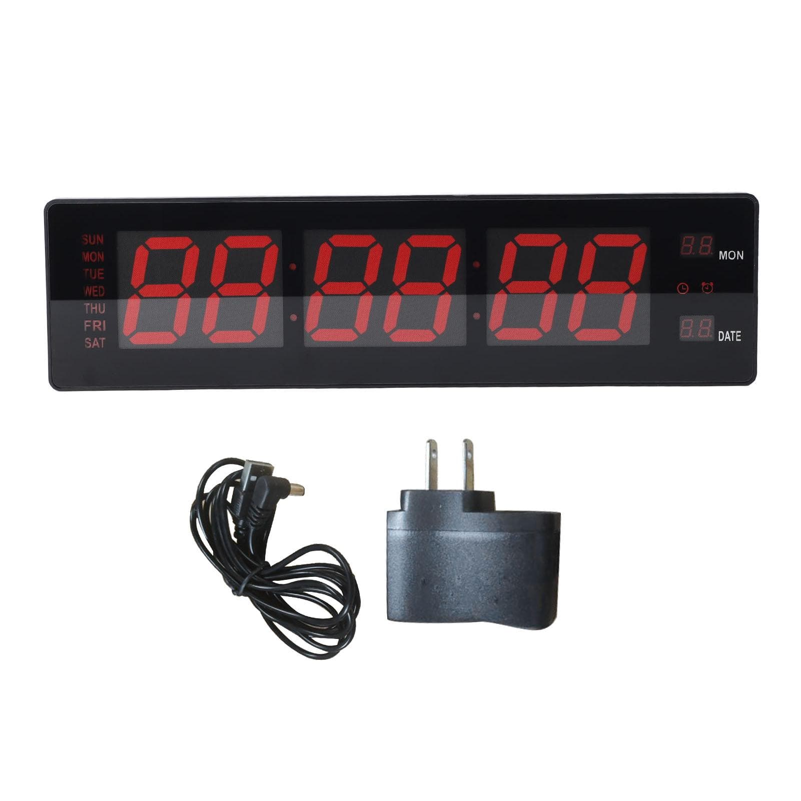 Digital Wall Clock LED Hourly Chime Silent Power Failure Memory 8 Alarms Temperature Display Red