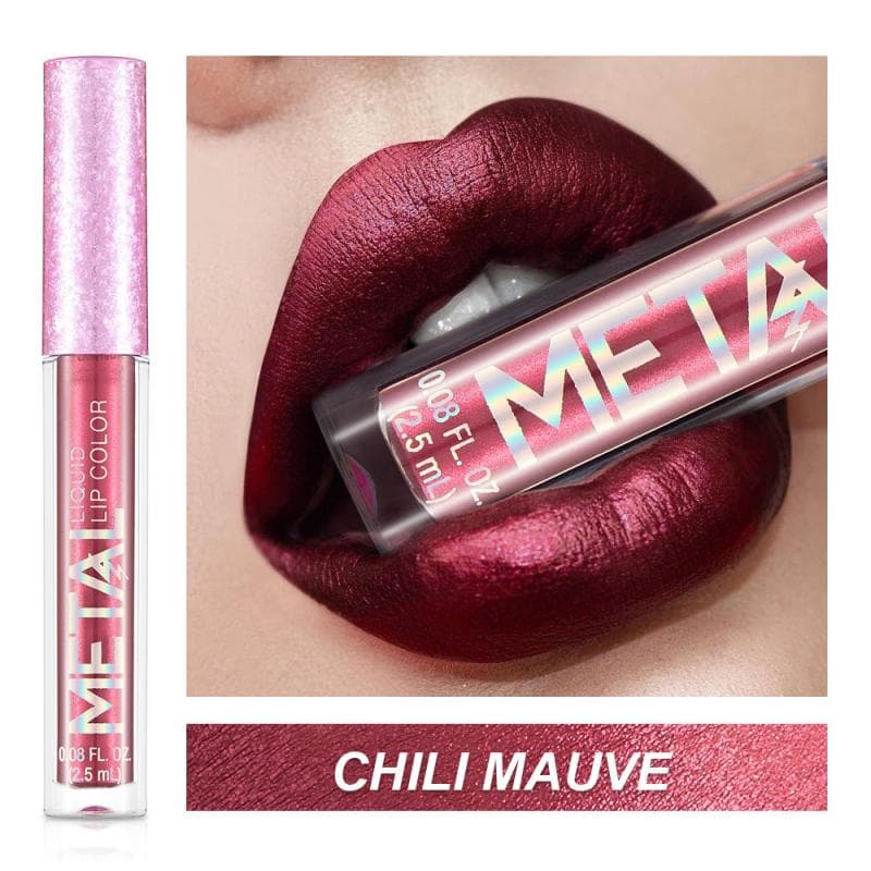 Sexy Long Lasting Matte Liquid Lipstick Waterproof Lip Gloss Sparkling Diamond Pearl Beauty 02-CHILI MAUVE