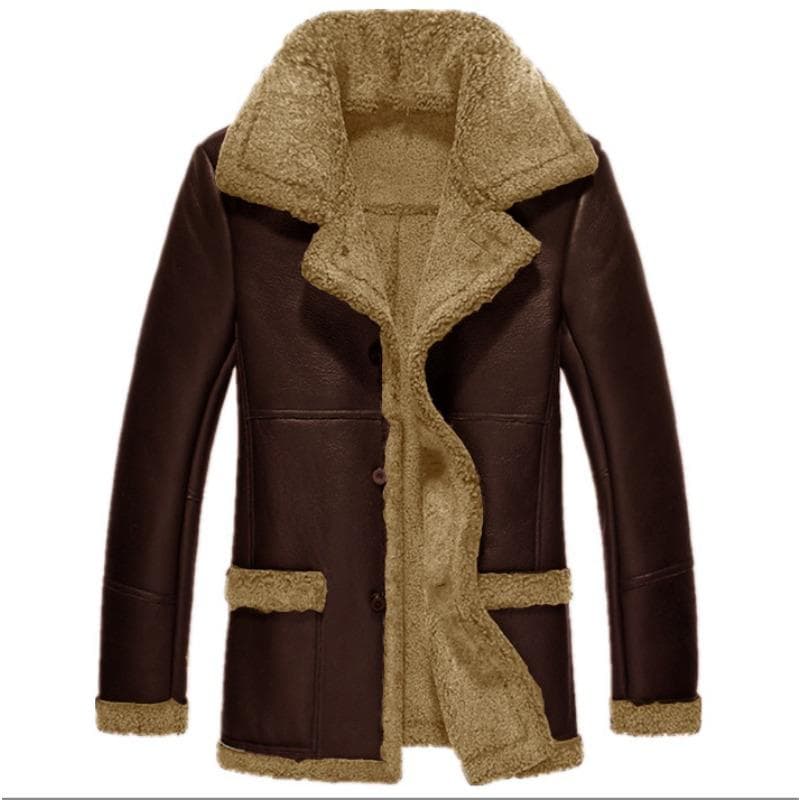 Winter Fur All-in-one Thickened Coat Imitation Leather Men's Coat Outer Jacket 5XL
